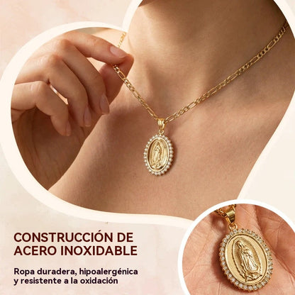🔥Colgante de la Virgen María en acero inoxidable color dorado