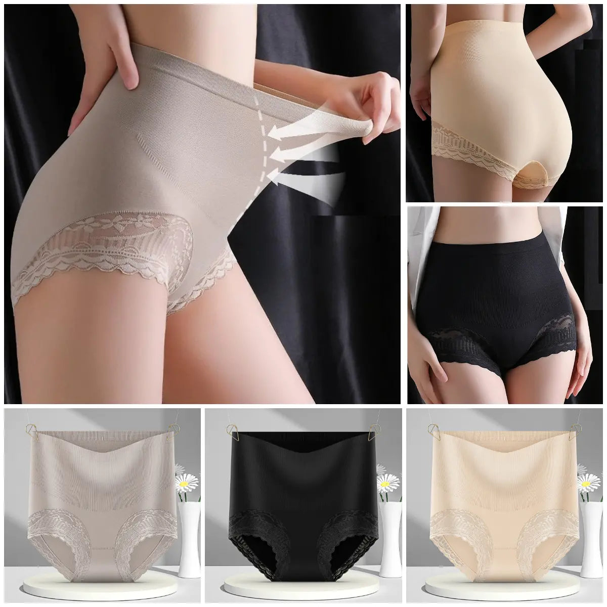 🔥【6PCS】【35-100 KG】💖 Bragas moldeadoras abdomen plano y efecto push-up – suaves, transpirables y estilizan tu figura
