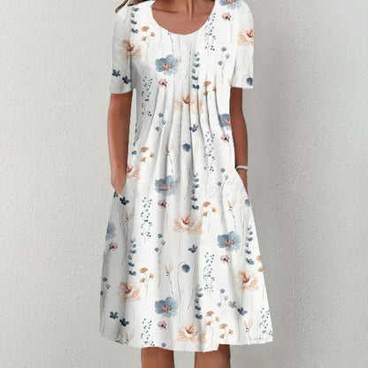 🎀✨【Akční sleva】【S–5XL】👗Elegantní midi šaty na vycházky s botanickými motivy – styl a pohodlí pro každou příležitost 🌸💃-4080214