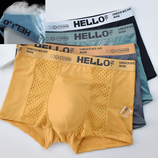 【L-4XL】(6ks) Pánský ledový hedvábný boxer s prodyšnou síťovinou