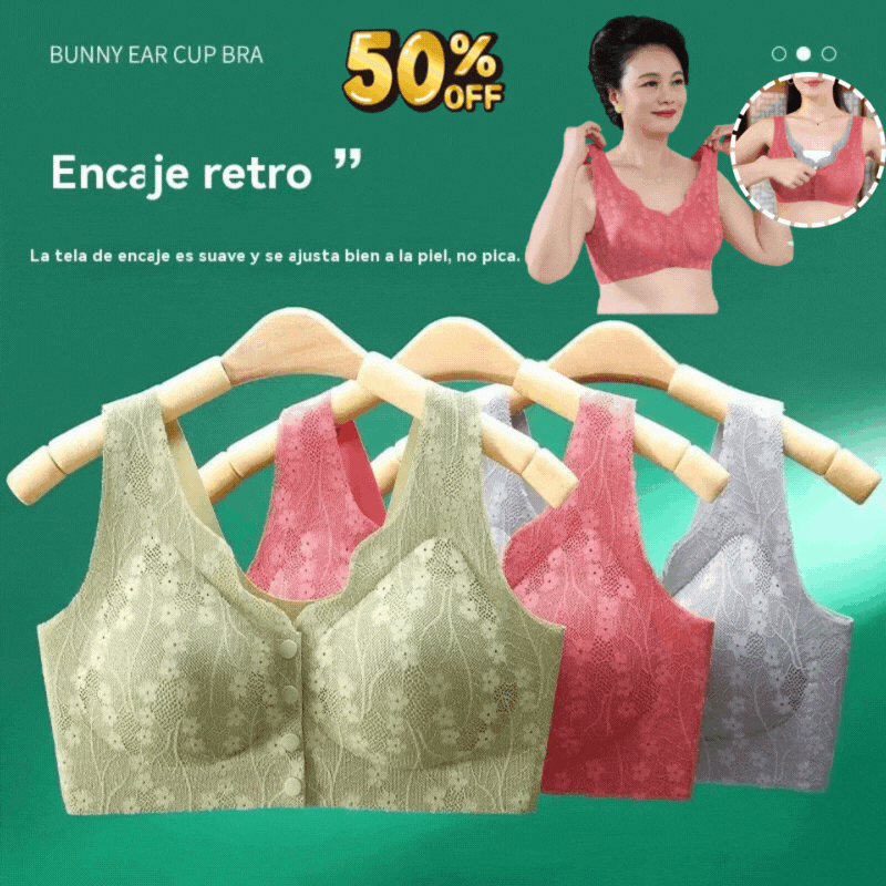 😍【40-100 kg】❤️2026 Nuevo sujetador de cierre frontal sin aros para mujer, tirantes sin costuras, push-up y antiflacidez