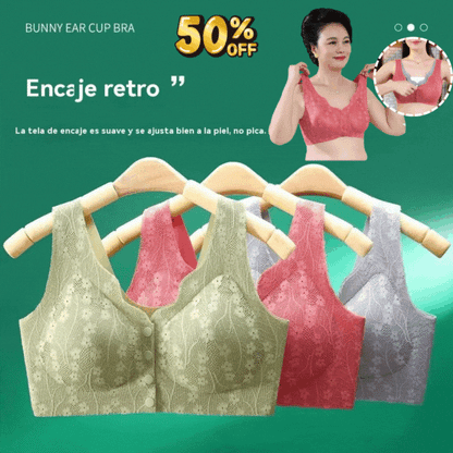 😍【40-100 kg】❤️2026 Nuevo sujetador de cierre frontal sin aros para mujer, tirantes sin costuras, push-up y antiflacidez