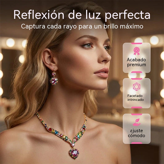 💎 ¡50% DE DESCUENTO POR TIEMPO LIMITADO! ✨ Conjunto de joyas Corazón Brillante: collar y pendientes, elegante y ligero 💖