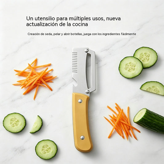 ✅Compra 1 y llévate 1 gratis (2 artículos) 🧅🔪 Pelador de cocina multifuncional 3 en 1: ¡Pela, corta y abre botellas! 🔥_4284356