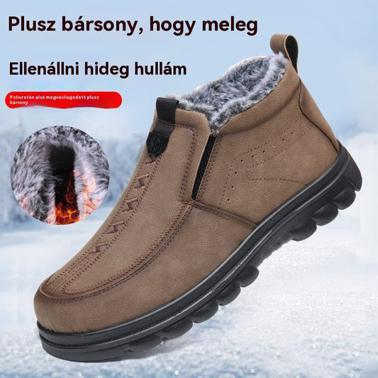Férfi téli meleg cipő mindennapi használatra, kerek csúcsú, meleg és kényelmes - 4185813