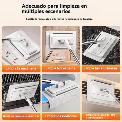 【Set de 4】Trapeador multifuncional con clip de tela, nuevo trapeador doméstico que no requiere lavado