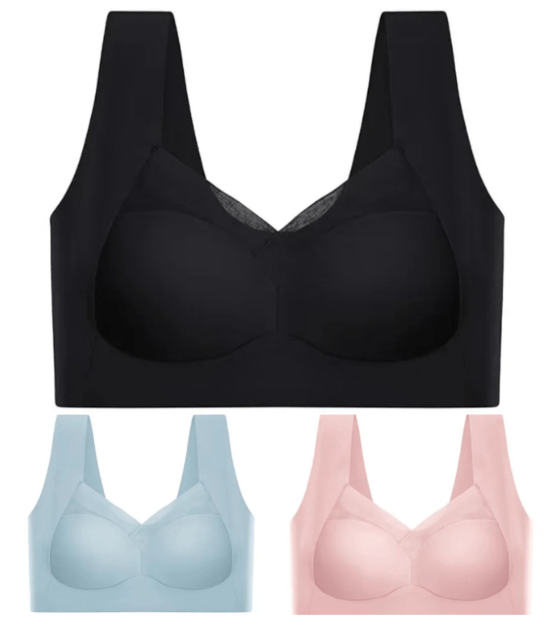💖【Juego de 3 piezas】✨Sujetador push-up sin costuras de seda helada para mayor comodidad