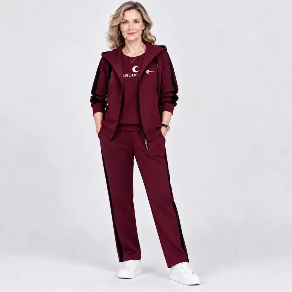 【M-4XL】Damowy zestaw 3-częściowy 2026 – bluza z kapturem, na jesień i zimę, luźny, sportowy, w dużych rozmiarach, dla mam