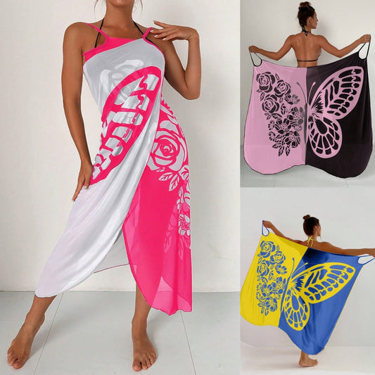 🦋🦋【Sleva na nový produkt】Nové dámské šifonové opalovací krémy s potiskem motýla na pláž 2025-3977387
