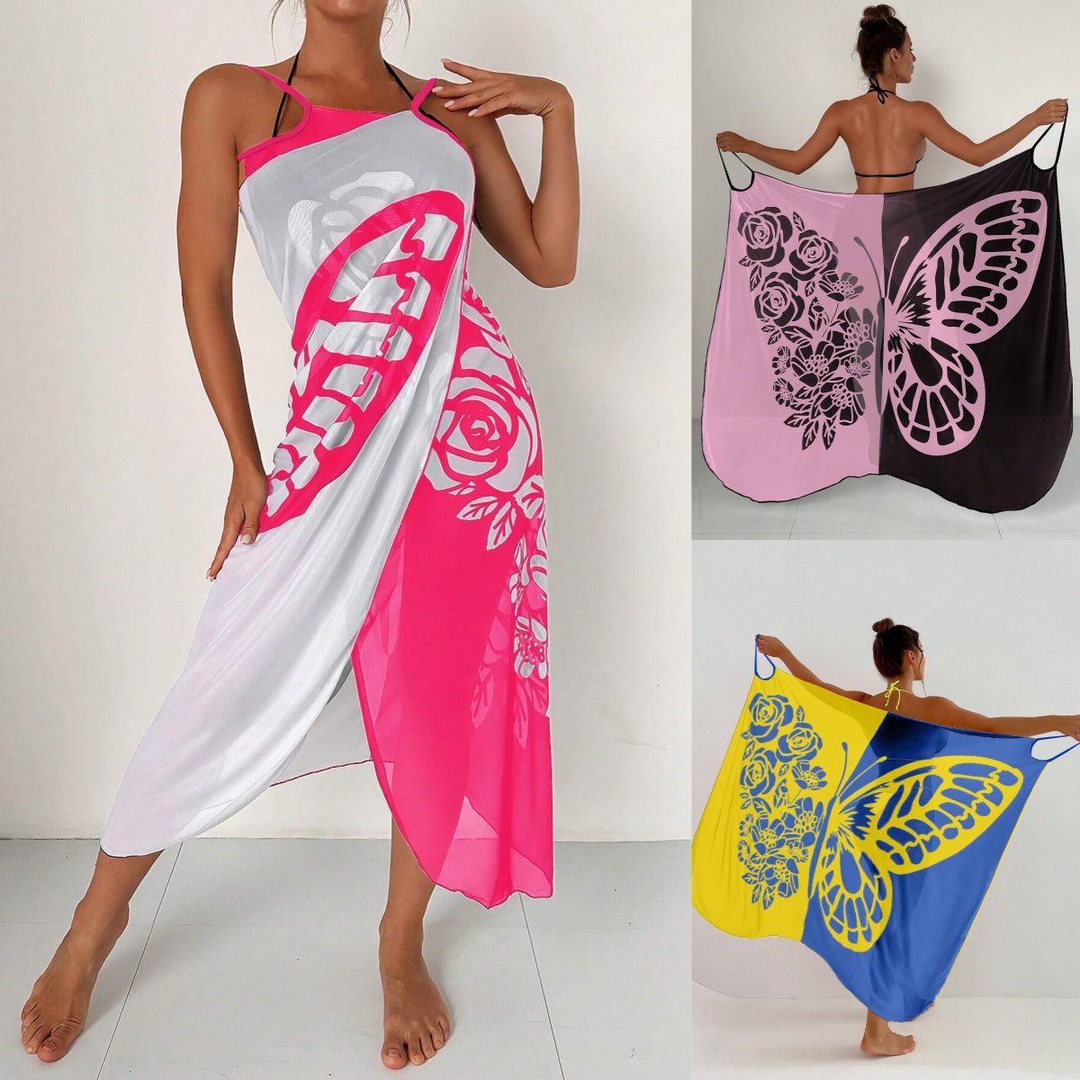 🦋🦋【Sleva na nový produkt】Nové dámské šifonové opalovací krémy s potiskem motýla na pláž 2025-3977387