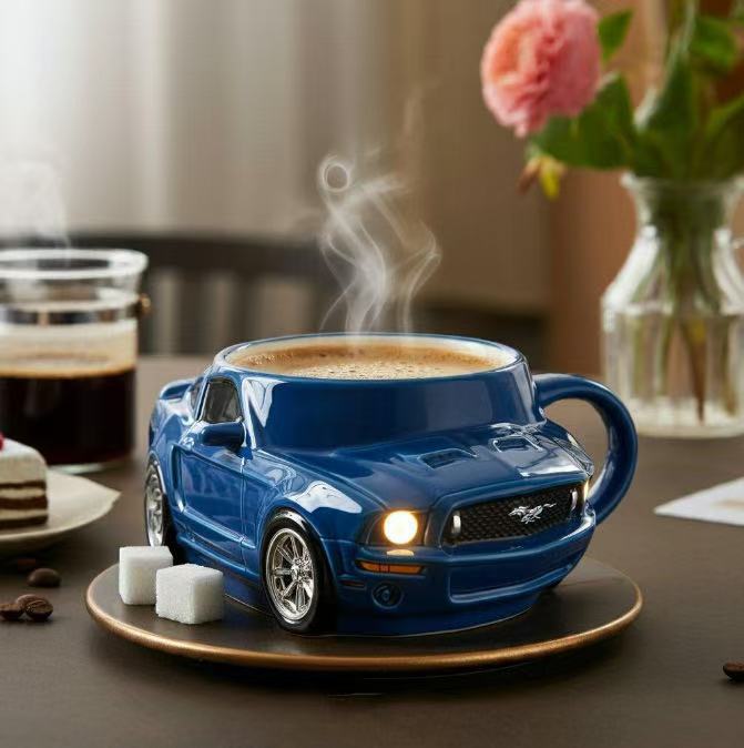 【Kupte 1, dostanete 1 zdarma】☕☕Keřový hrnek na kávu s motivem sportovního auta s jádrem z nerezové oceli 304, pryskyřice-4066452