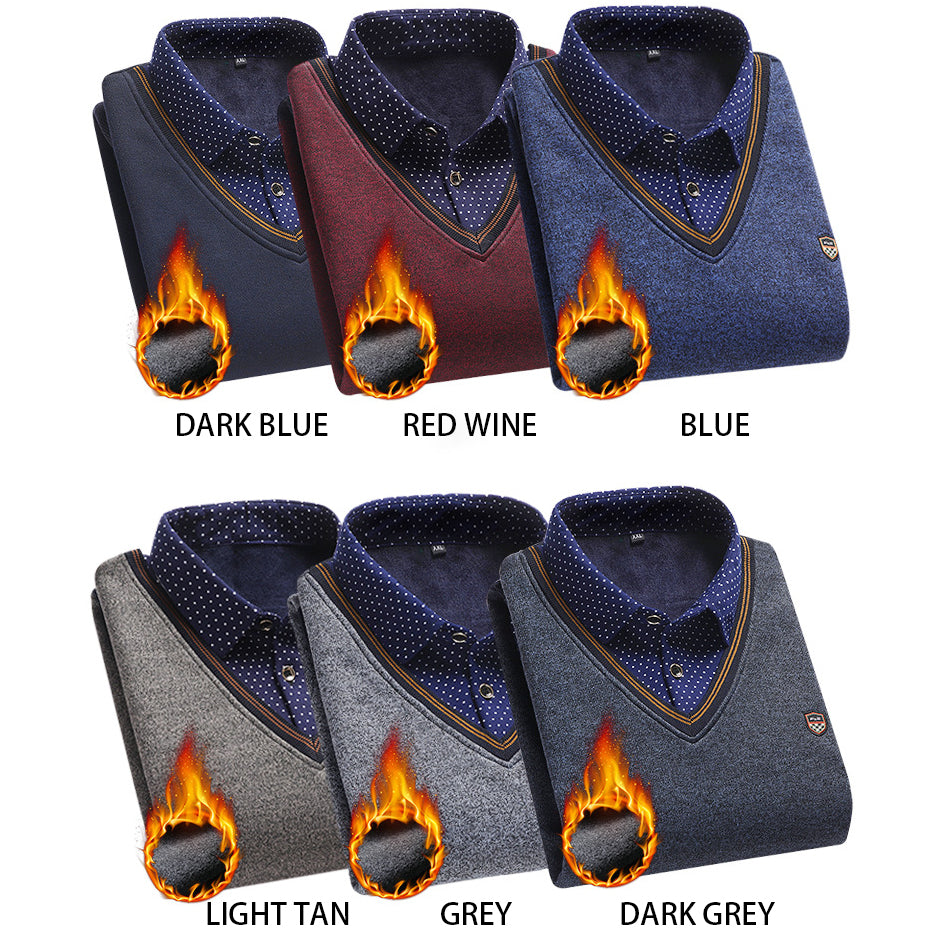 👔 [M-4XL] Nová pánská sametová pletená košile na podzim/zimu