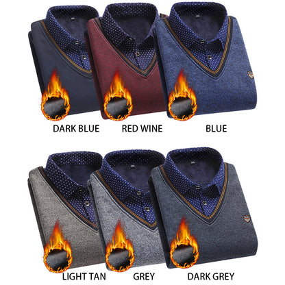 👔 [M-4XL] Nová pánská sametová pletená košile na podzim/zimu