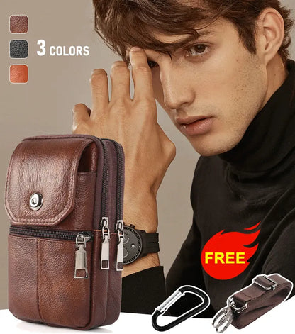 Cansado de llevar todo en los bolsillos? Riñonera de cuero auténtico para hombre con estilo y gran capacidad