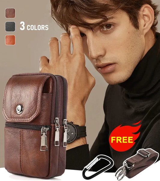 Cansado de llevar todo en los bolsillos? Riñonera de cuero auténtico para hombre con estilo y gran capacidad