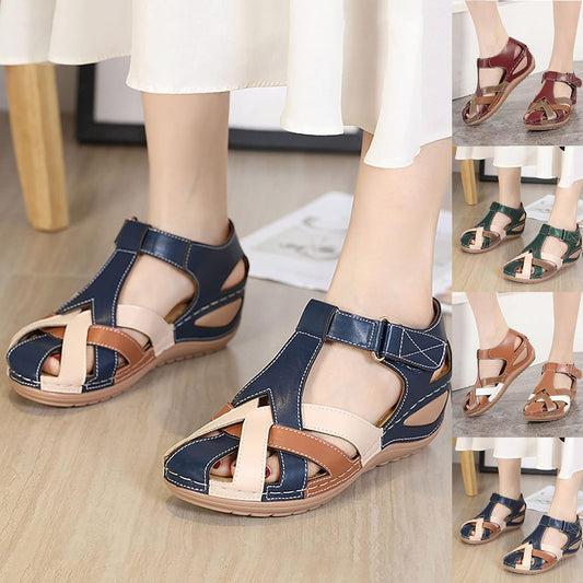 🥿👍【Jarní novinka】Dámské sandály vyrobené z měkké kůže, s tlustou podrážkou a vysoce kvalitním prolamovaným designem.