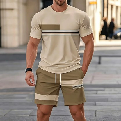 ✨【Pago contra entrega】Conjunto deportivo de verano de 2 piezas para hombre: cómoda camiseta de manga corta y pantalones cortos para el día a día y para estar en casa.