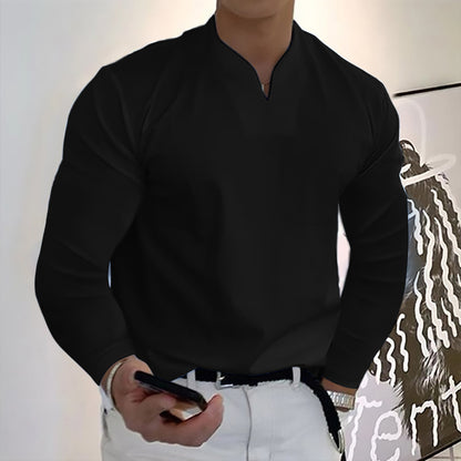 👔🔥Pánské sportovní tričko z bavlny s dlouhými rukávy a výstřihem do V