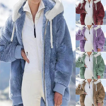 ☃️Descuento por tiempo limitado 39%❄️【S-5XL】Chaqueta de rayas contrastantes de felpa gruesa para mujer 2026