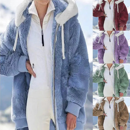 ☃️Descuento por tiempo limitado 39%❄️【S-5XL】Chaqueta de rayas contrastantes de felpa gruesa para mujer 2026