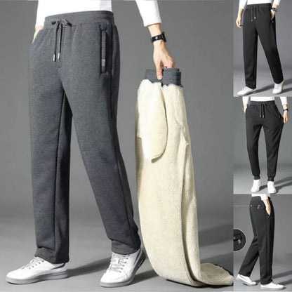 👖【M-5XL】Zimowe męskie spodnie sportowe na zimę 2025 z grubym ociepleniem z futerka owczego, casualowe, ciepłe i komfortowe.