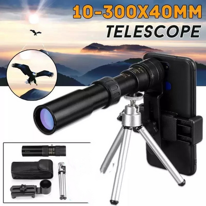 🔥【Snížení výprodejové ceny, časově omezená nabídka】🔥10-300x zoom HD přenosný výkonný dalekohled na dlouhé vzdálenosti Profesionální monokulární dalekohled s nízkým nočním viděním pro lov